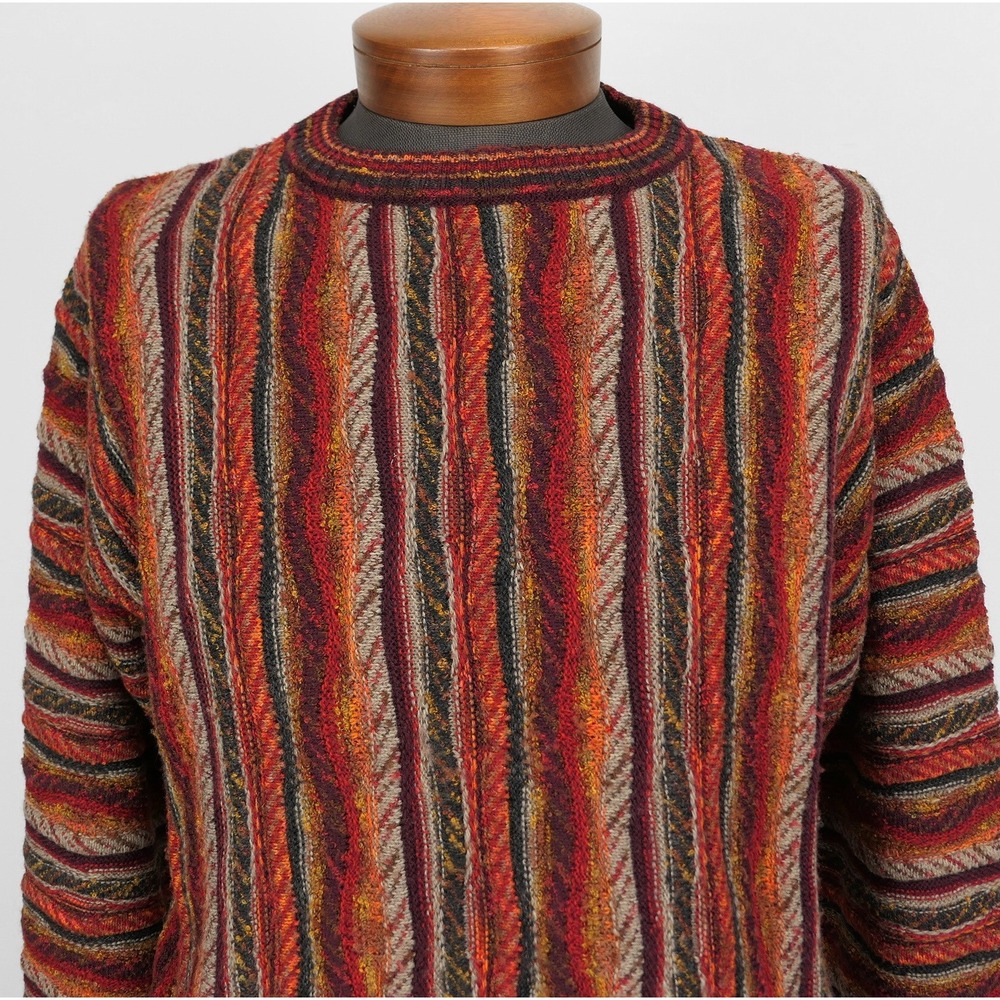 VTG Bachrach Wool Blend Textured‎ 3D Biggie Sweater Mens Large Made in Italy